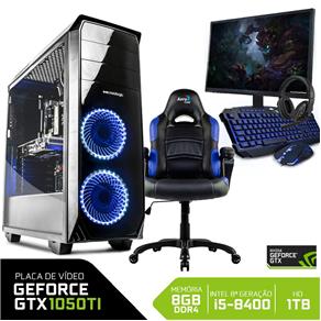 PC Gamer Completo Neologic NLI80953 Intel I5-8400 8GB (GeForce GTX 1050Ti 4GB)1TB + Cadeira Gamer Blue