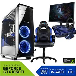 PC Gamer Completo Neologic NLI80955 Intel I5-7400 8GB (GeForce GTX 1050Ti 4GB)1TB + Cadeira Gamer Blue
