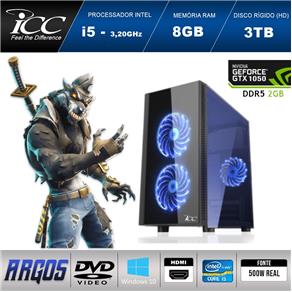 PC Gamer ICC AG2584DW Intel Core I5 3,2 Ghz 8GB 3TB GeForce GTX 1050 2GB DDR5 128Bits DVDRW HDMI FULL HD Windows 10