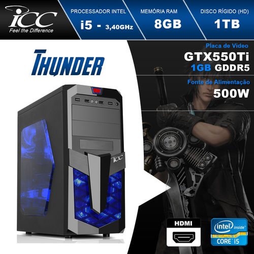 PC Gamer ICC IT2582S Intel Core I5 3,2GHZ 8GB (GeForce GTX-550TI 1GB DDR5 128Bits) 1TB DVI HDMI FULL HD