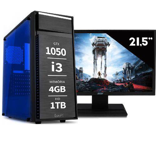 Tudo sobre 'Pc Gamer Intel Core I3 4gb HD 1tb Geforce Gtx 1050 Ddr5 com Monitor 21,5 Full HD Easypc'