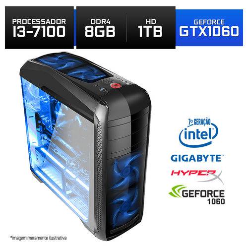 PC Gamer Neologic NLI80001 Intel Core I3-7100 7ª Geração 8GB (Gtx 1060 3GB) 1TB