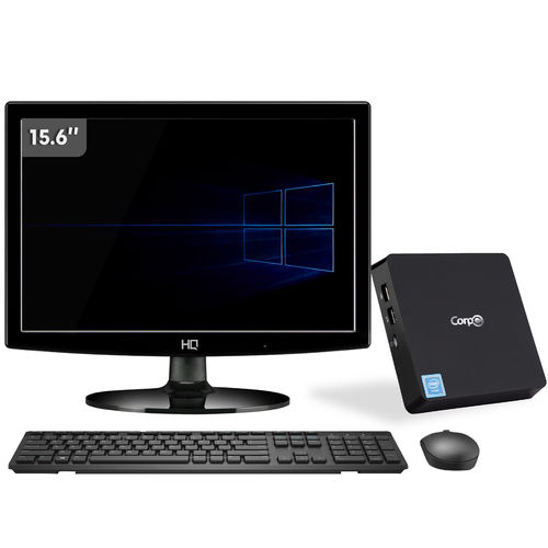 Pc Mini Corpc Box Intel Quad Core 4gb Ssd 32gb + Ssd 120gb Monitor Led 15.6" Windows 10 Pro Bivolt