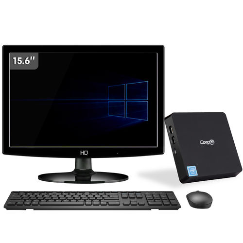 Pc Mini Corpc Box Intel Quad Core 4gb Ssd 32gb + Ssd 240gb Monitor Led 15.6" Windows 10 Pro Bivolt