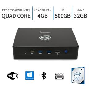 PC Mini Intel Quad Core 2.2Ghz 4GB Porta Serial Windows 10 32GB + 500GB WiFi Bluetooth HDMI 3green