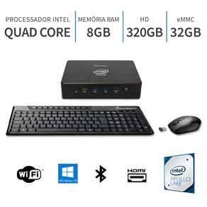 PC Mini Intel Quad Core 2.2Ghz 8GB Porta Serial Windows 10 32GB + 320GB WiFi Bluetooth HDMI 3green