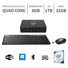 PC Mini Intel Quad Core 2.2Ghz 8GB Porta Serial Windows 10 32GB + 1TB WiFi Bluetooth HDMI 3green