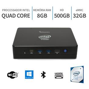 PC Mini Intel Quad Core 2.2Ghz 8GB Porta Serial Windows 10 32GB + 500GB WiFi Bluetooth HDMI 3green