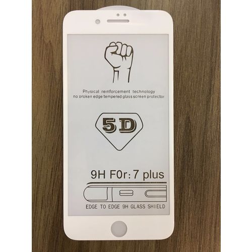 Película de Vidro 5D para Iphone 7 Plus Cobre Tela Inteira Cor Branca