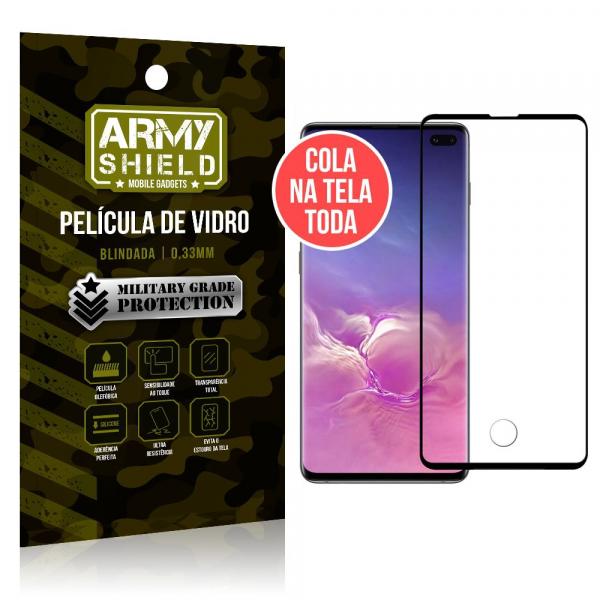 Película de Vidro Elite Cola na Tela Toda Samsung Galaxy S10 Plus - Armyshield