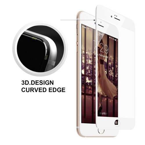 Película De Vidro Premium Com Bordas 3d Para Apple Iphone Iphone 6/ 6s (4.7) - Bordas Brancas
