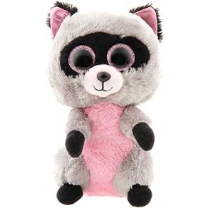 Pelúcia Beanie Boos Guaxinim Cinza e Rosa - DTC