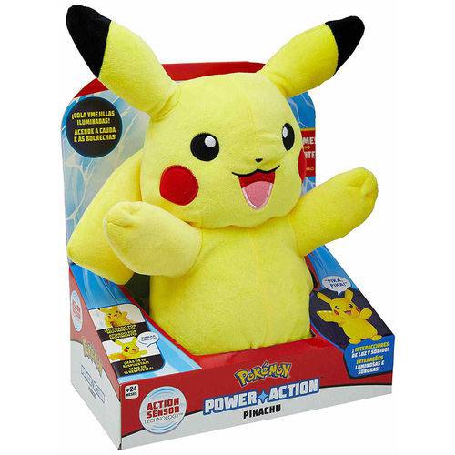 Pelúcia Pokémon Pikachu Power Action C/ Luz e Som - Dtc 30cm