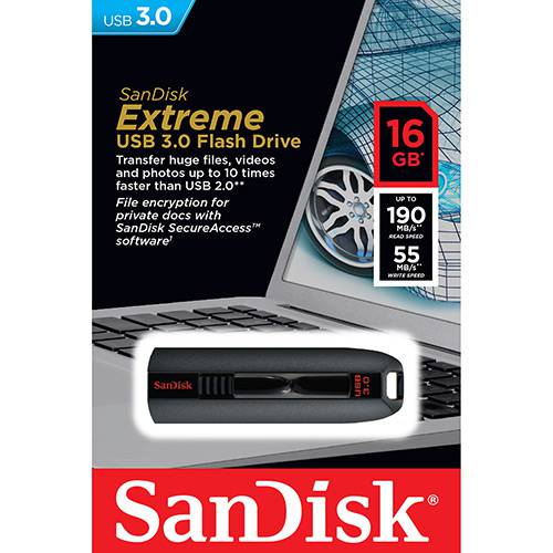 Tudo sobre 'Pen Drive 16GB Sandisk Extreme USB 3.0'
