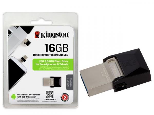 Pen Drive 16GB Smartphone Kingston DTDUO3/16GB DT Micro Duo USB e Micro USB 3.0 OTG