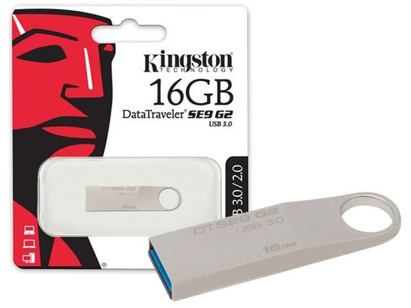Pen Drive 16GB USB 3.0 Kingston DTSE9G2/16GB Datatraveler SE9 G2 Prata