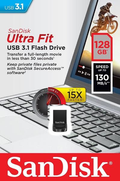 Pen Drive 128gb Ultra Fit Usb 3.1 130mbs Z430 Sandisk
