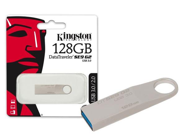 Pen Drive 128GB USB 3.0 Kingston DTSE9G2/128GB Datatraveler SE9 G2 Prata