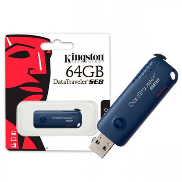 Pen Drive 64Gb Usb 2.0 Datatraveler Se8 Azul Dtse8 Kingston