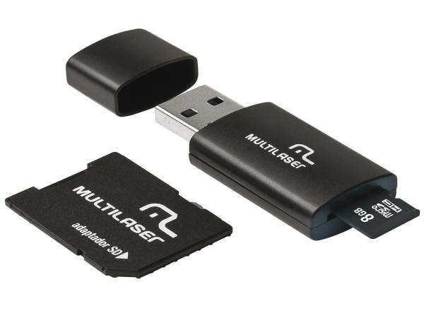 Pen Drive 8GB Multilaser MC058 - Adaptador SD