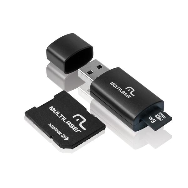 Pen Drive 8GB Multilaser MC058 - Adaptador SD