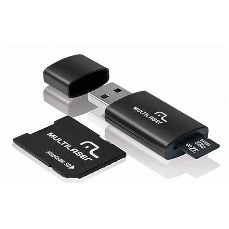 Pen Drive + Adaptador Sd + Cartão Micro Sd 32gb - Multilaser