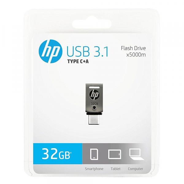 Pen Drive Dual HP para Smartphone X5000M 32GB, USB 3.1 + Tipo C