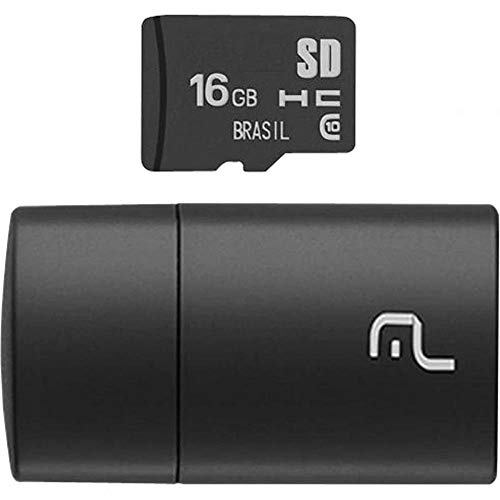 Pen Drive 2 em 1 Leitor USB + Cartão de Memória Classe 10 16GB Preto Multilaser - MC162