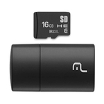Pen Drive 2 em 1 Leitor USB + Cartão de Memória Classe 10 16GB Preto Multilaser MC162