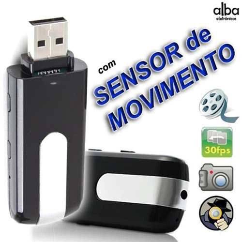 Pen Drive Espiao Camera Espia + Sensor Detector de Movimento