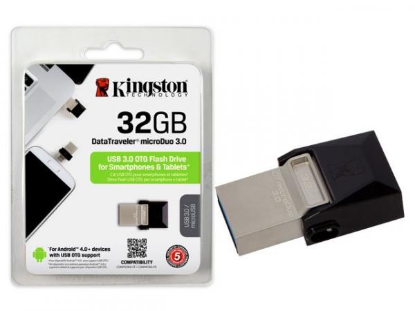 Pen Drive 32GB Smartphone Kingston DTDUO3/32GB DT Micro Duo USB e Micro USB 3.0 OTG
