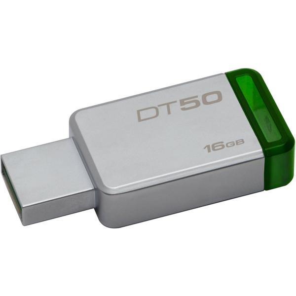 Pen Drive Kingston 16GB Datatraveler 50 USB 3.1 Prata e Verde DT50/16GB