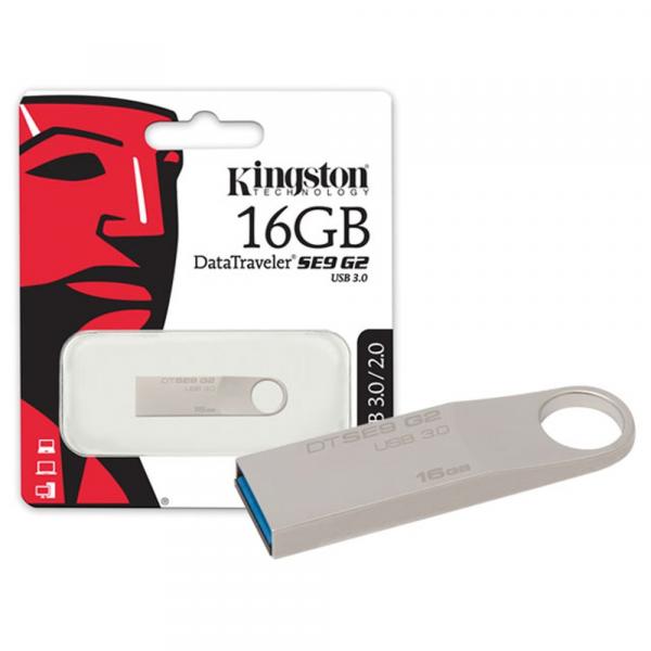 Pen Drive Kingston 16GB Datatraveler SE9 G2 USB 3.0 Prata - DTSE9G2/16GB