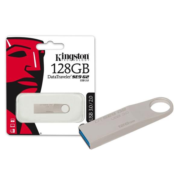 Pen Drive Kingston 128GB Datatraveler SE9 G2 USB 3.0 Prata - DTSE9G2/128GB