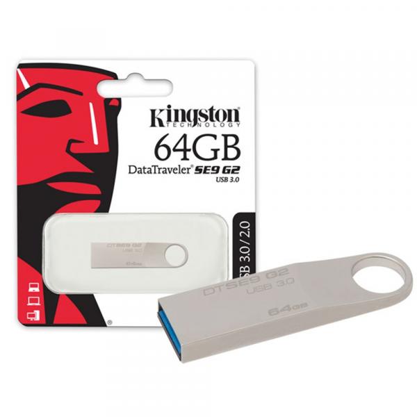 Pen Drive Kingston 64GB Datatraveler SE9 G2 USB 3.0 Prata - DTSE9G2/64GB