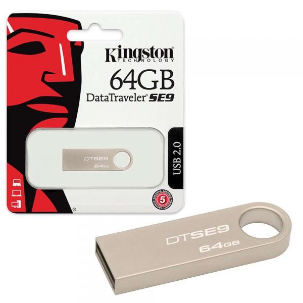 Pen Drive Kingston 64GB Datatraveler SE9 USB 2.0 Prata - DTSE9H/64GB