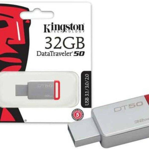 Pen Drive Kingston Dt50/32gb Datatraveler 50 32gb Usb 3.1 Metal Vermelho