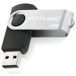Pen Drive Multilaser Twist 8GB USB Preto PD587