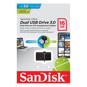 Pen Drive SanDisk 16GB Dual USB Drive 3.0 P/ Smartphone SDDD2-016G-G46