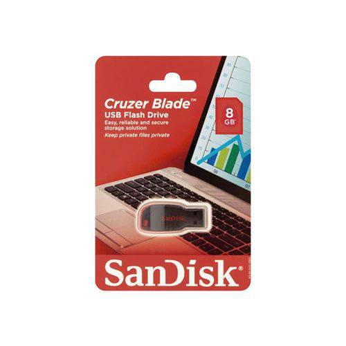 Pen Drive Sandisk 8GB Cruzer Blade Preto