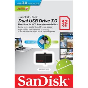Pen Drive SanDisk 32GB Dual USB Drive 3.0 P/ Smartphone SDDD2-032G-G46