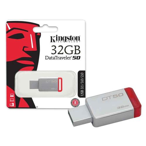 Pen Drive Usb 3.1 Kingston Dt50/32gb Datatraveler 50 32gb Metal Vermelho