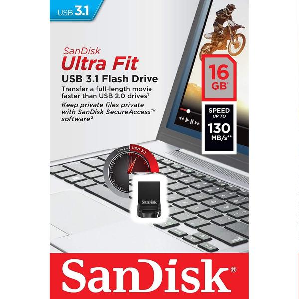 Pen Drive USB Ultra Fit 3.1 Flash Drive 16GB 130MB/s Sandisk