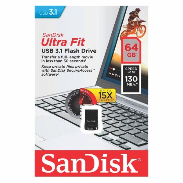 Pen Drive USB Ultra Fit 3.1 Flash Drive 64GB 130MB/s Sandisk