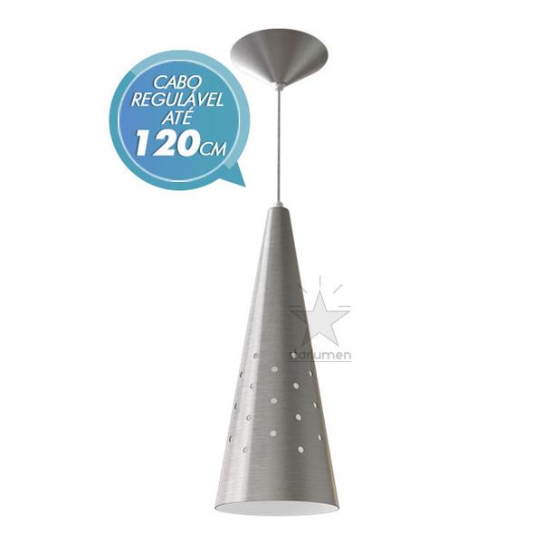 Pendente Cone 35cm Luminária em Alumínio para Lâmpada E27 - Starlumen - Aluminio Escovado St4019