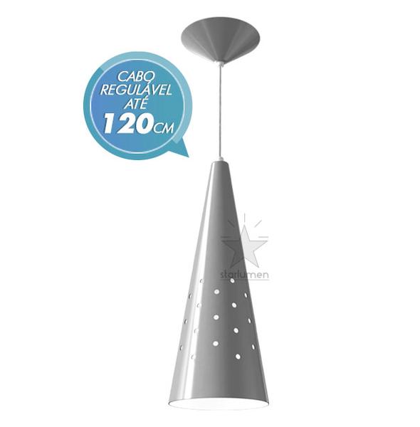 Pendente Cone 35cm Luminária em Alumínio para Lâmpada E27 - Starlumen - Titânio St4019