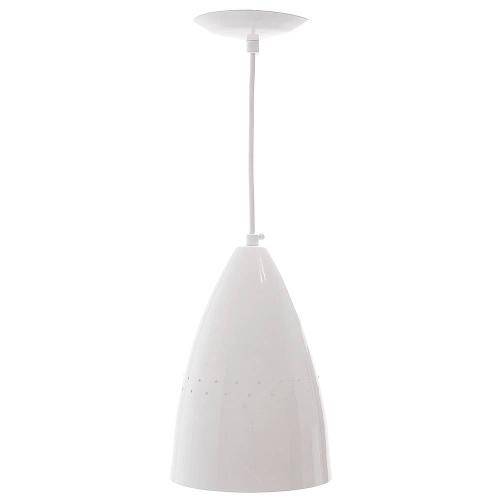 Pendente Cone Branco - com Haste Regulável - em Alumínio - 80x16 Cm