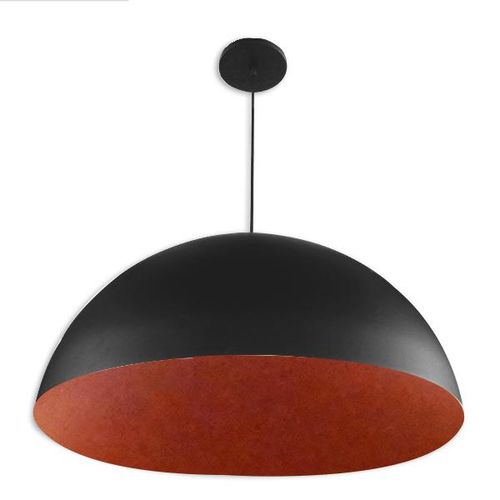 Pendente Meia Bola 60 Cm Sem Lente Preto com Cobre