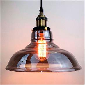 Pendente Retro Fumê Industrial Vidro Loft Luminária Vintage Lustre Design Edison LM1858