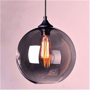 Pendente Retro Industrial Vidro Loft Luminária Vintage Lustre Design Edison Fumê LM1802
